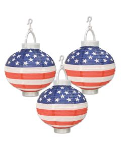 Light-Up Patriotic Paper Lanterns 3ct