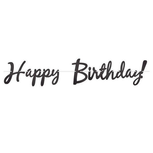Banner - Black Foil Happy Birthday