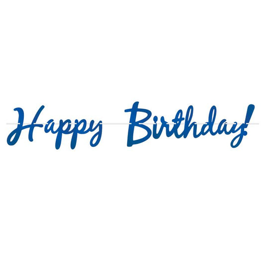 Banner - Blue Foil Happy Birthday