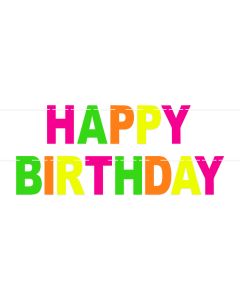Neon Happy Birthday Streamer