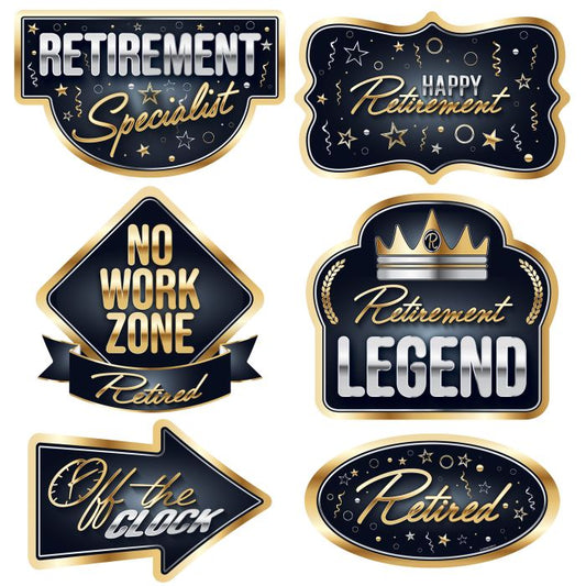 Happy Retirement Cutouts 6ct
