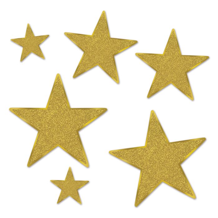 Glittered Foil Star Cutouts - Gold