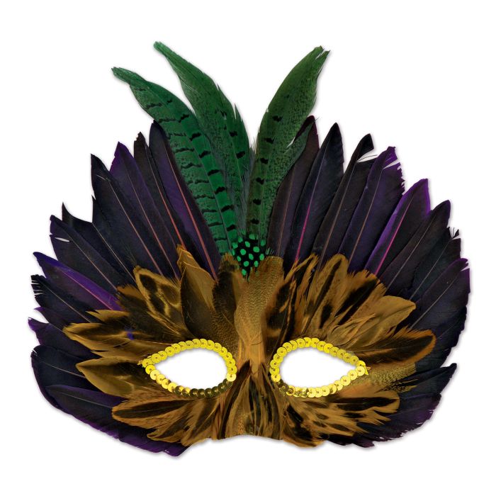 Mardi Gras Feather Masquerade Mask