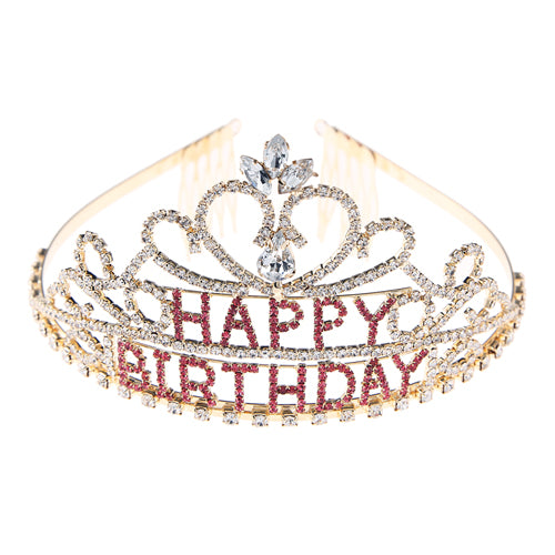 Tiara – Happy Birthday with Pink Stones
