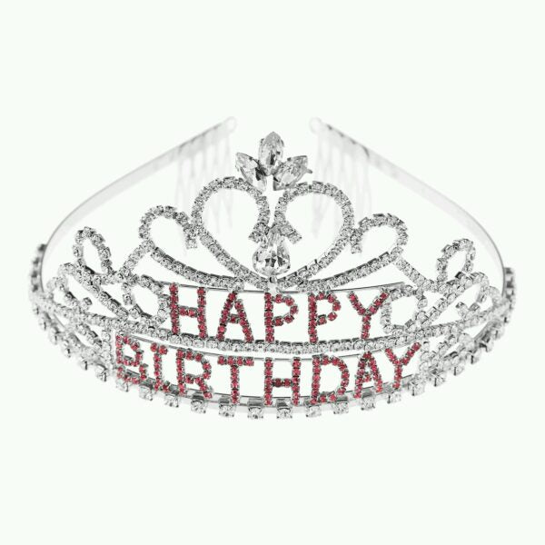 Tiara – Happy Birthday with Pink Stones