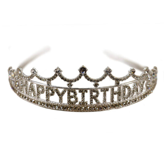 Tiara - Silver Rhinestone Happy Birthday