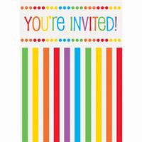 Rainbow Birthday - Invitations 8ct
