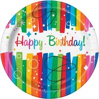 Rainbow Ribbons Birthday - Lunch Plates 8ct