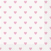 Pink Hearts - Beverage Napkins 16ct