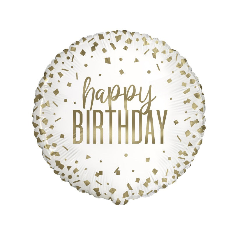 18" Mylar - Confetti Gold Birthday