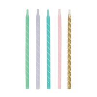 Pastel Spiral Birthday Candles 5" - Assorted 12ct