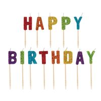 Rainbow Glitter "Happy Birthday" Letter Pick Birthday Candles