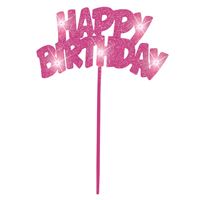 Happy Birthday Flashing Pick Decoration - Pink