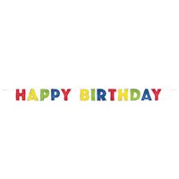 Banner - Happy Birthday (Rainbow w/ Silver Outline)
