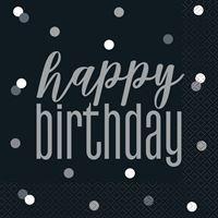 Glitz Silver Happy Birthday - Lunch Napkins 16ct