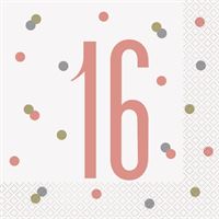 Glitz Rose Gold Happy Birthday - Lunch Napkins 16ct