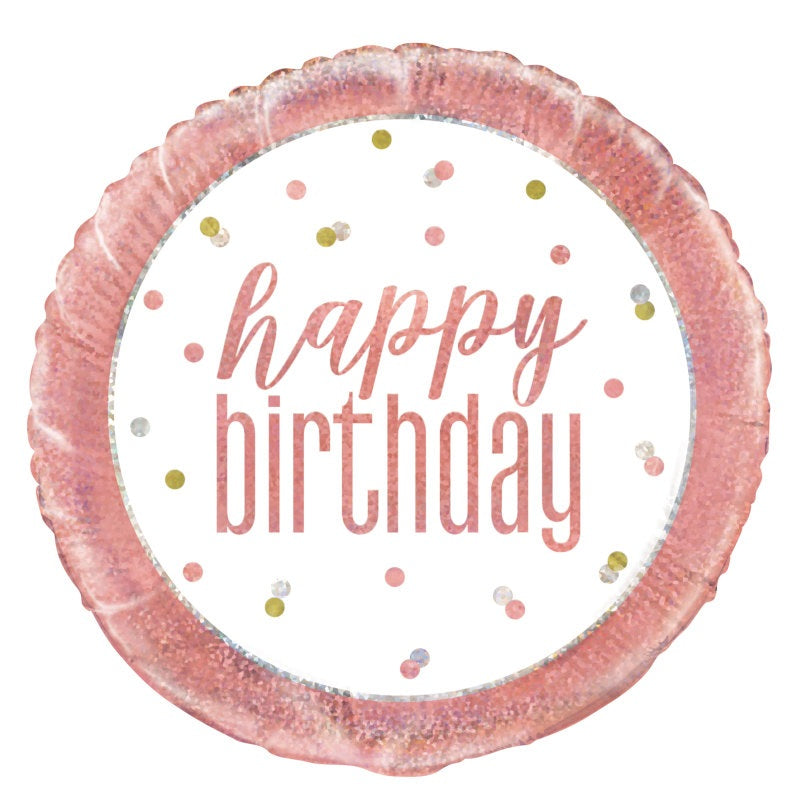 18" Mylar - Glitz Rose Gold Birthday