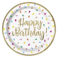 Bright Triangle Birthday - 7" Dessert Plate 8ct