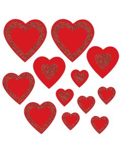 Glitter Hearts Cutouts 12ct