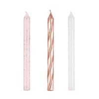 Rose Gold Glitter Spiral Birthday Candles 24ct