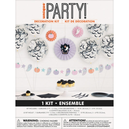 Groovy Halloween - Decorating Kit with Hanging Bats and Iridescent Garland 9pc