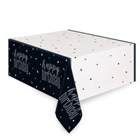 Glitz Silver Happy Birthday - Table Cover