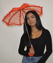 24" Lace Parasol - Red