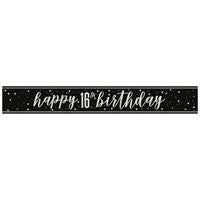Glitz Black Birthday -  Prism Foil 16th Birthday Banner 9ft