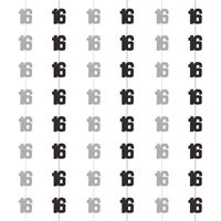 Glitz Silver Happy Birthday - "16" Hanging Decor 6ct