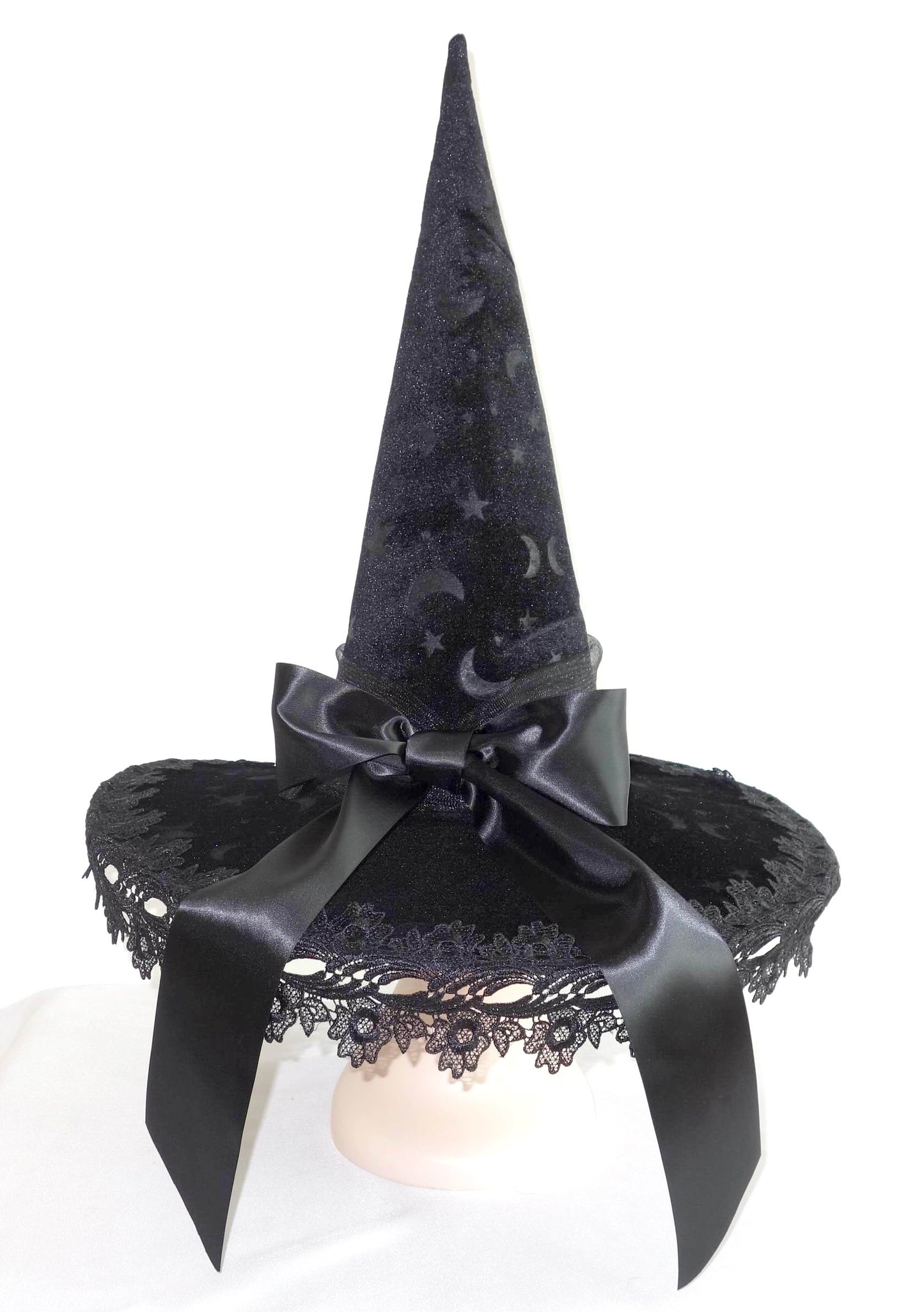 Moon and Star Velvet Witch Hat
