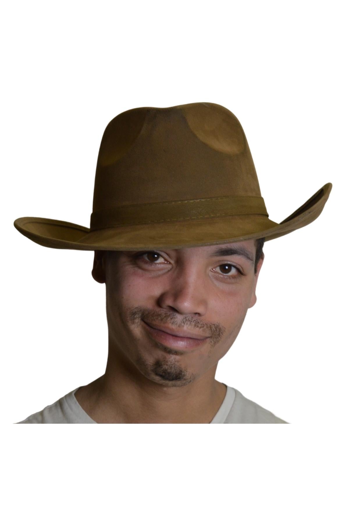 Leatherlike Indy Hat - Brown