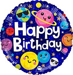 18" Mylar - Happy Birthday Orbit