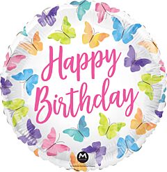 17" Mylar - Happy Birthday Butterflies