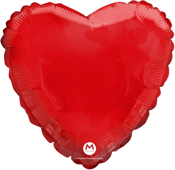 Metallic Red Heart Mylar - 17"