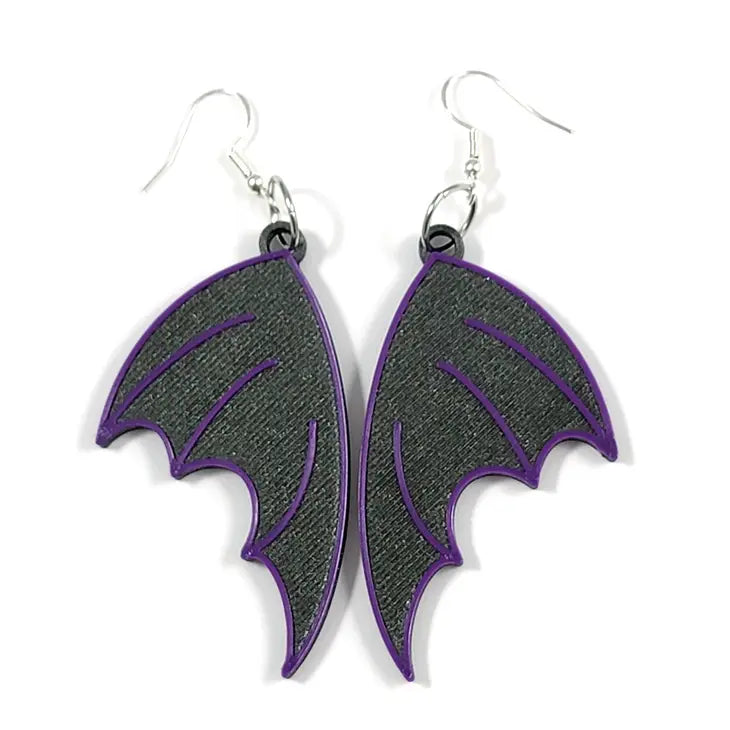 Black and Purple Bat Wing Earrings