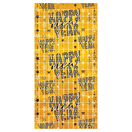 Metallic Square Curtain - Gold Happy New Year