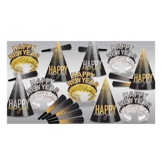 New Year Party Kit - Silver & Gold Midnight Burst Assortment for 10