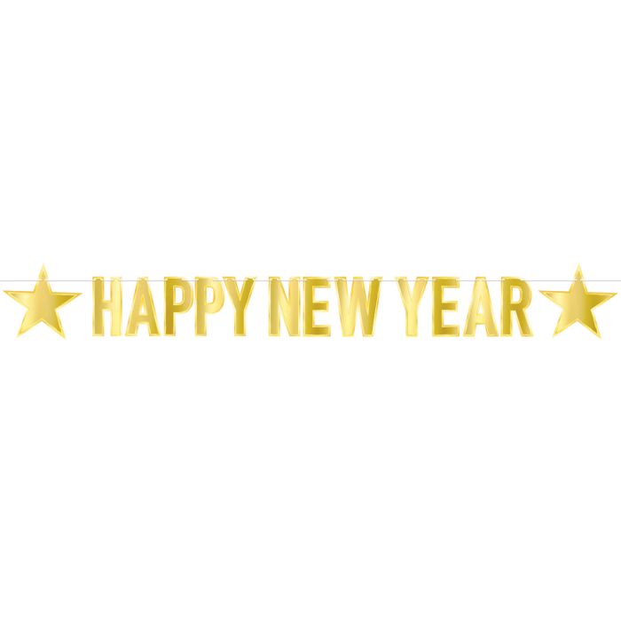 Foil Happy New Year Streamer - Gold