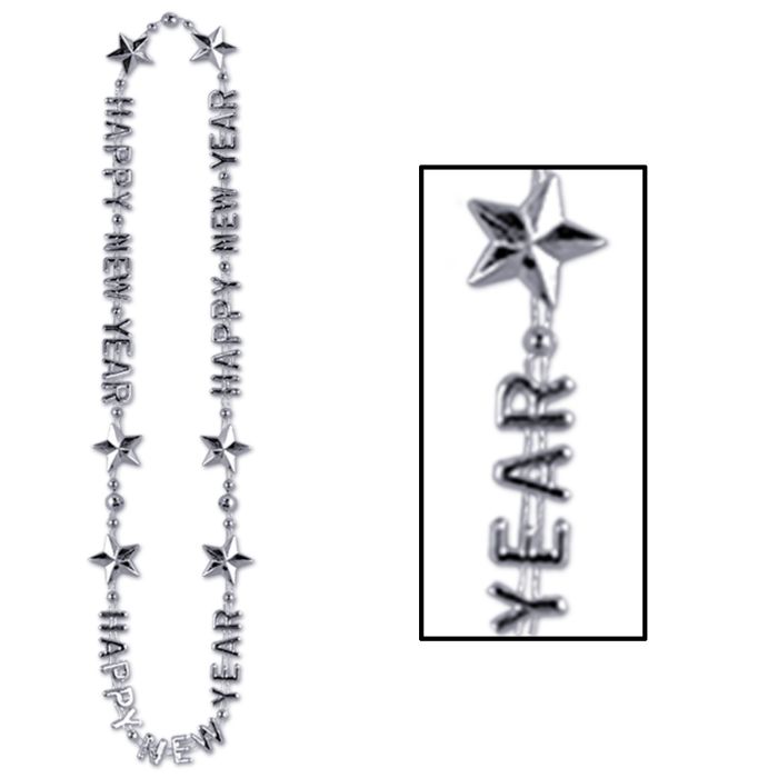 Happy New Year Beads - Silver