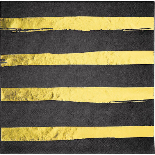Black Velvet with Gold Foil - Lunch Napkins16ct