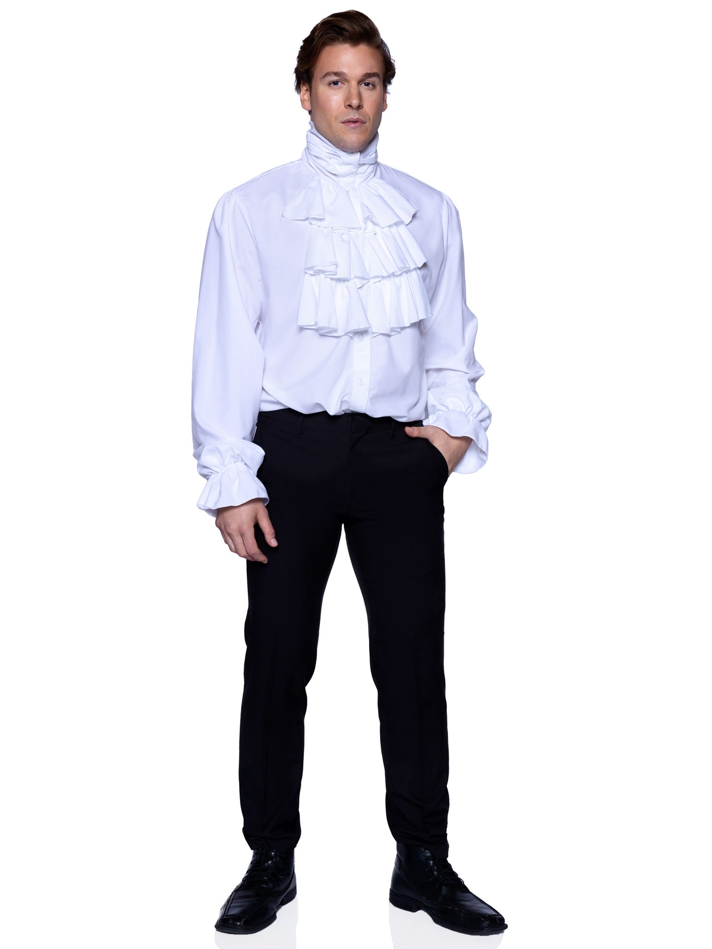 Ruffle Front Shirt - White