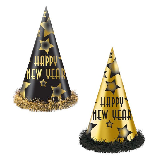 Happy New Year Party Hats - Gold