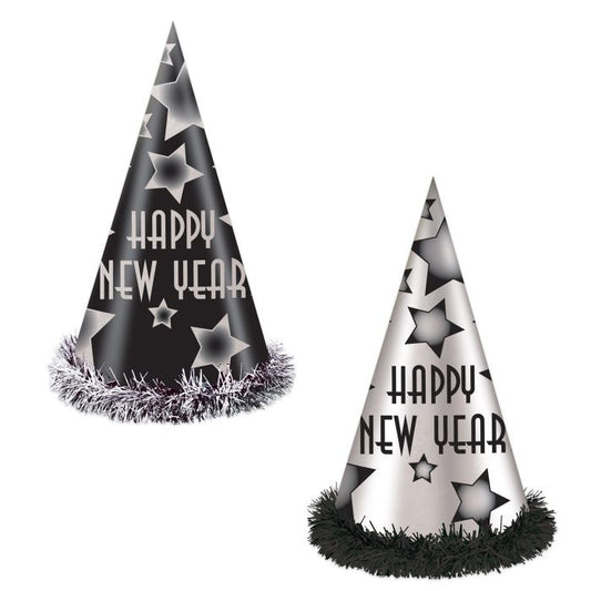Happy New Year Party Hats - Silver