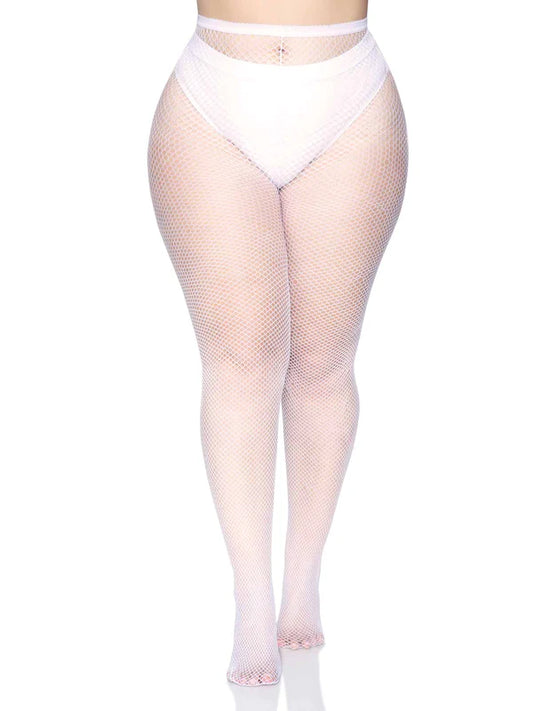 Queen Size Fishnet Stockings - White