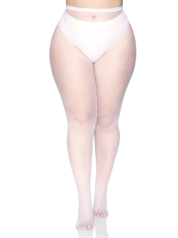 Queen Size Fishnet Stockings - White