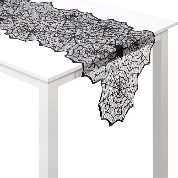 Table Runner - Black Lace Webs