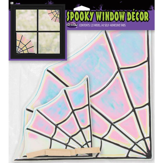 Iridescent Spooky Window Decor - Webs