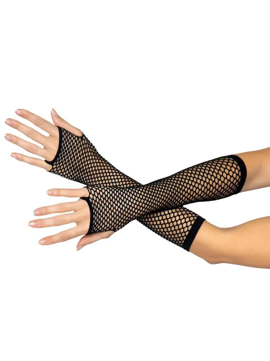 Fishnet Fingerless Gloves - Black