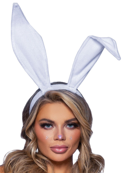 Bendable Velvet Bunny Ears - White