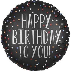 18" Birthday To You Satin Dots Mylar